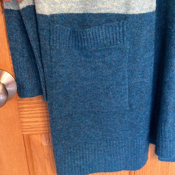 A new day- florescent yellow, like get blue and teal cardigan with front pockets - Picture 4 of 7